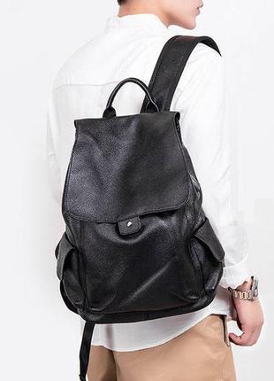 Большой мужской городской рюкзак из натуральной кожи, черный кожаный портфель для мужчин5 фото