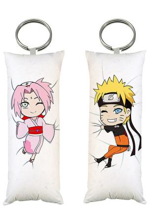 Брелок мини-дакимакура аниме наруто и сакура двухсторонний 4х10 см (br0040)