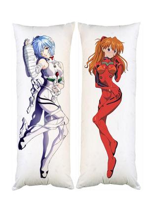 Дакимакура аска рей аянами аниме евангелион evangelion подушка обнимашка двухсторонняя 40х100 см (dk0033)