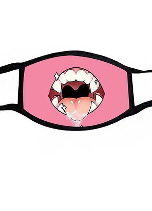 Маска защитная на лицо губы с языком аниме 12*17см (ms299)