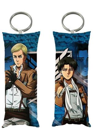 Брелок міні-дакімакура леві ервін аніме атака титанів двосторонній 4 * 10 см (br0213)