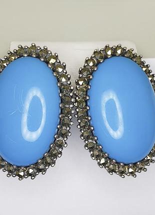 Сережки срібні з бірузою і бенкетом 19,44 г