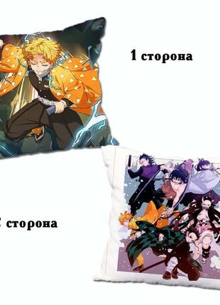 Подушка аниме клинок рассекающий демонов двухсторонняя 40х40см (p0304)
