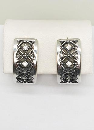 Сережки серебряные с кубическим цирконием  4,19 г