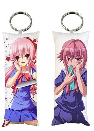 Брелок мини-дакимакура аниме юно гасай дневник будущего двухсторонний 4х10 см (br0171)