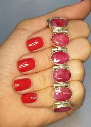 Браслет серебряный с рубином 31,4 г