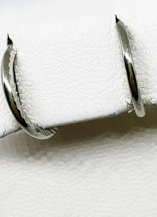 Сережки-кільця срібні з діамантовим огрануванням d=14мм 0,73 г1 фото
