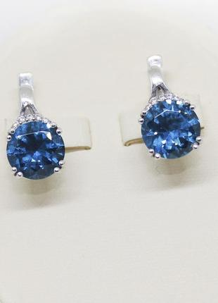 Сережки срібні з кварцем london blue "інжир" 5,85 г