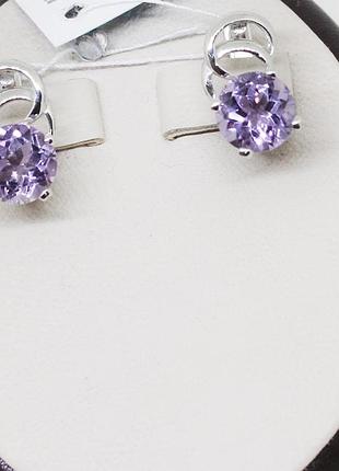 Сережки срібні з аметистом 7,6