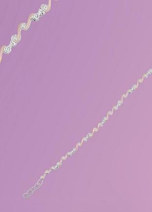 Браслет серебряный с фианитом и золотыми пластинами 5,3 г