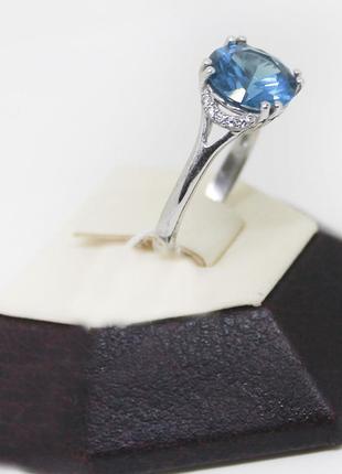 Кільце срібне з кварцом london blue "інжир" 3,39 г3 фото