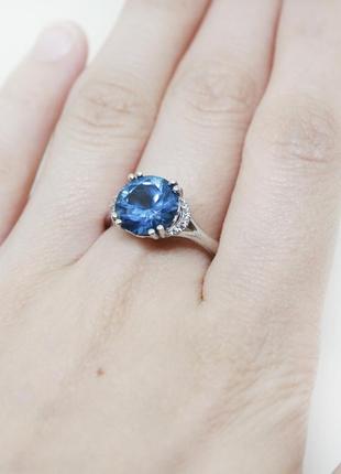 Кільце срібне з кварцом london blue "інжир" 3,39 г5 фото