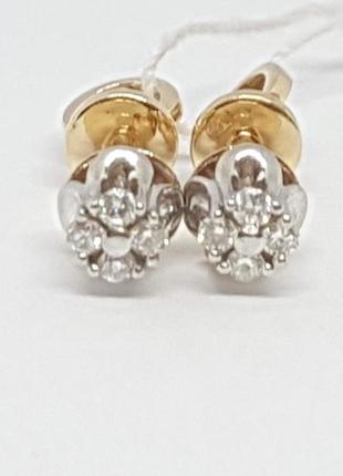 Золоті сережки-пуссети з діамантами. артикул 880110-сп