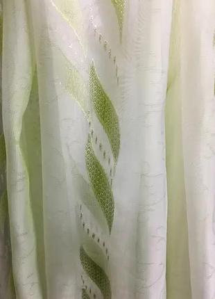 Тюль шифон с зеленым рисунком