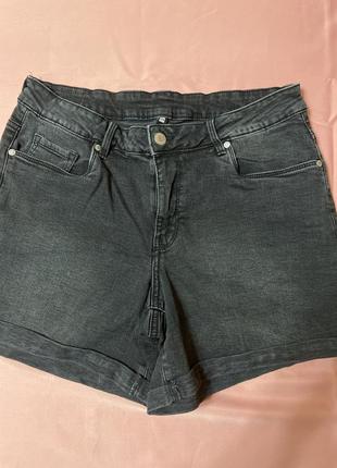 Сірі чорні джинсові котонові шорти з підворотом