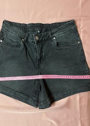 Сірі чорні джинсові котонові шорти з підворотом5 фото