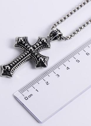 Кулон чоловічий підвісок на шию хрест ланцюжок із хрестиком стильний амулет оберег8 фото