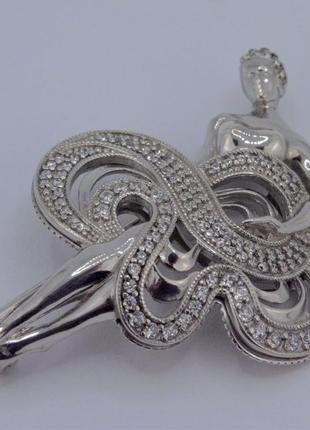 Срібна брошка "кармен" 925 проби з фіанітами.