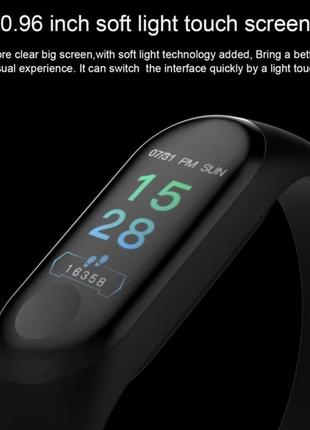 Умный фитнес браслет с пульсометром и тонометром smart bracelet mi band m3 + ремешок 1w. смарт часы для спорта2 фото