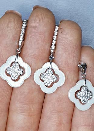 Сережки срібні з керамікою 7,43