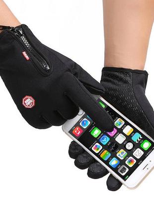 Серые, черные термо перчатки, спортивные /сенсорные / водонепроницаемые2 фото