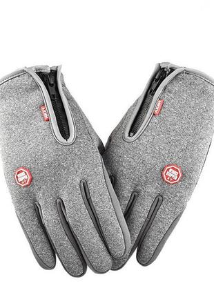 Сірі, чорні термо перчатки, спортивні /сенсорні/ водонепроникні3 фото