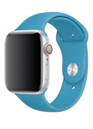Ремешок силиконовый sport band 42mm | 44 mm blue для apple watch se | 6 | 5 | 4 | 3 | 2 | 11 фото