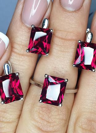 Сережки срібні з nano рубіном 4,7 г