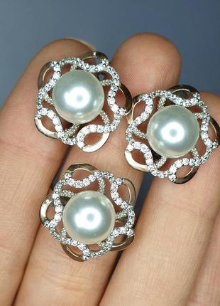 Перстень срібне з перлами 4,56
