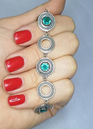 Браслет срібний з блакитним кубічним цирконієм 13,69 г