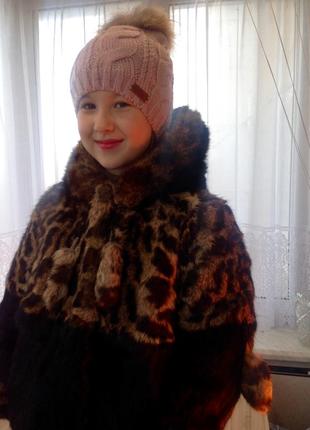 Розкішна дитяча шуба з натурального хутра кролика