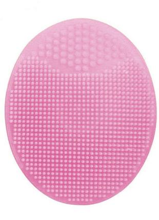 Силиконовая щетка массажер для умывания и очищения кожи лица qz4108 розовый светлый1 фото
