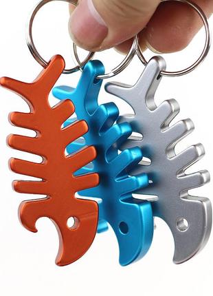 Брелок-открывалка открывашка для бутылок "скелет рыбы-4". брелок на ключи. брелок відкривачка для ключів4 фото