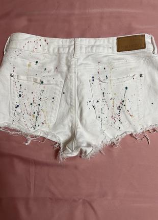 Білі джинсові котонові шорти з бахромою2 фото
