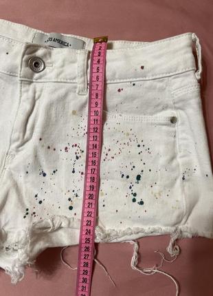 Білі джинсові котонові шорти з бахромою7 фото