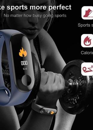 Фитнес-браслет smart bracelet mi band m3. штекер зарядка. черный и синий5 фото