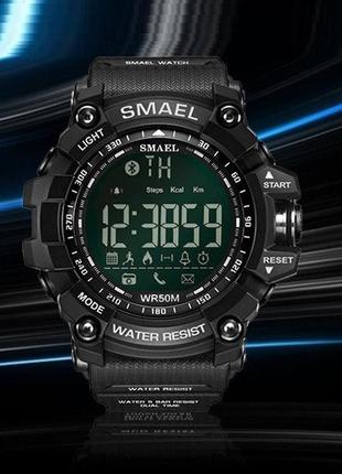 Чоловічі спортивні смарт годинник smael 01219 smart watch чорні ремішок