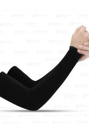 Митенки тонкие рукав, перчатки без пальцев черные (mitenkiaquax)1 фото