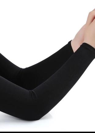Митенки тонкие рукав, перчатки без пальцев черные (mitenkiaquax)2 фото