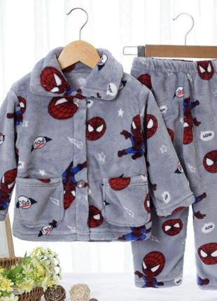 Пижама детская теплая спайдермен catt 100 серый2 фото