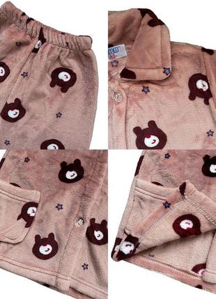 Пижама детская теплая бурый медведь catt 120 коричневый3 фото