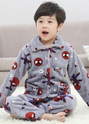 Пижама детская теплая спайдермен catt 110 серый1 фото