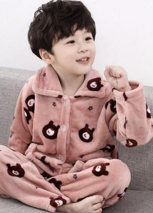 Пижама детская теплая бурый медведь catt 110 коричневый
