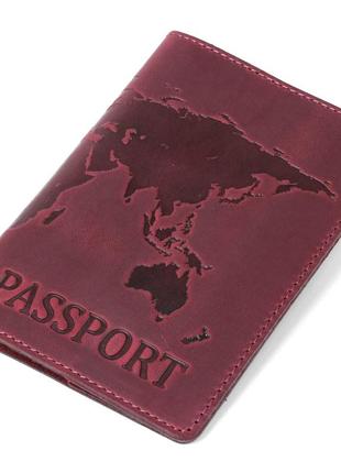Чудова шкіряна обкладинка на паспорт shvigel 16551 бордовий