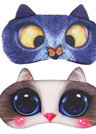 Зручна та мила маска для сну "3d котик 1" пов'язка на очі дитяча. наглазна маска жіноча3 фото