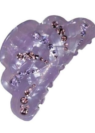 Краб для волосся каучуковий коричневий з кристалами fashion 9 см