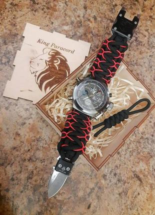 Часы из паракорда с оплеткой и застежкой-нож цвет плетение размер под заказ + брелок в подарок