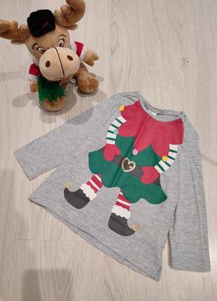 Кофта🎄новорічна, реглан, h&m, р. 86/92