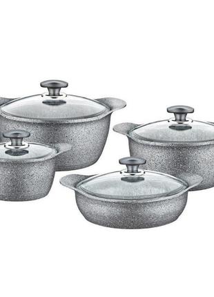 Набор посуды с антипригарным покрытием (турция) oms 3006.01.11-grey 8 пр