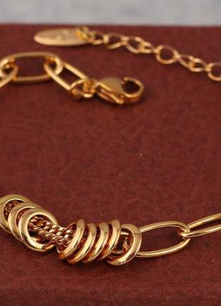 Браслет xuping jewelry сильное звено 17.5 см 7 мм золотистый
